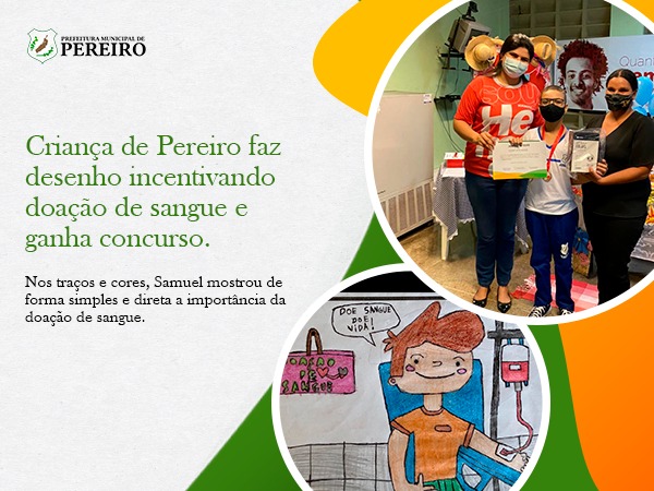 Criança de Pereiro faz desenho incentivando doação de sangue e ganha concurso