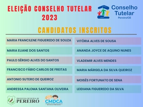 PROCESSO DE ESCOLHA UNIFICADA DO CONSELHO TUTELAR DE PEREIRO
QUADRIÊNIO - 2024/2028